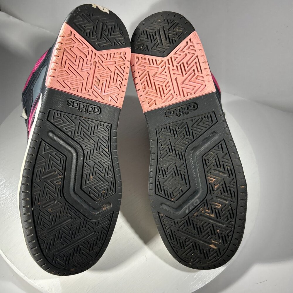 Adidas Neo Girls Fashion Sneakers Hightop Shoes Size 5 Black Gray Pink Youth Gym - Picture 8 of 12